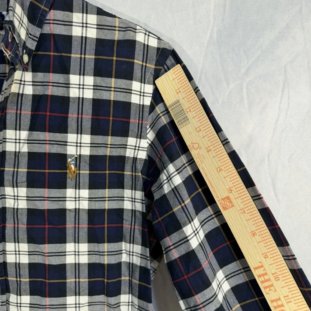 ralph lauren classic fit‎ button down Boys Long Sleeve New SP Blue White Plaid